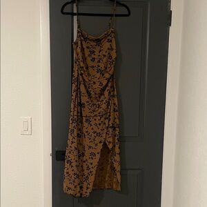 SHEIN Brown Floral High Low Dress